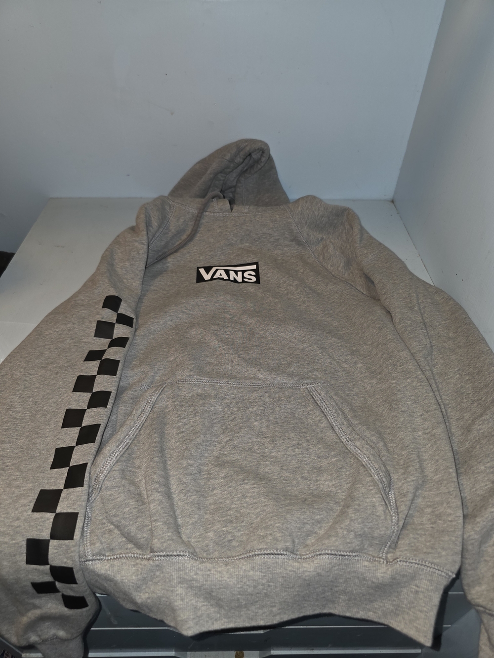 Vans Men's Or Women's Gray Hoodie with Black Checkerboard Accent